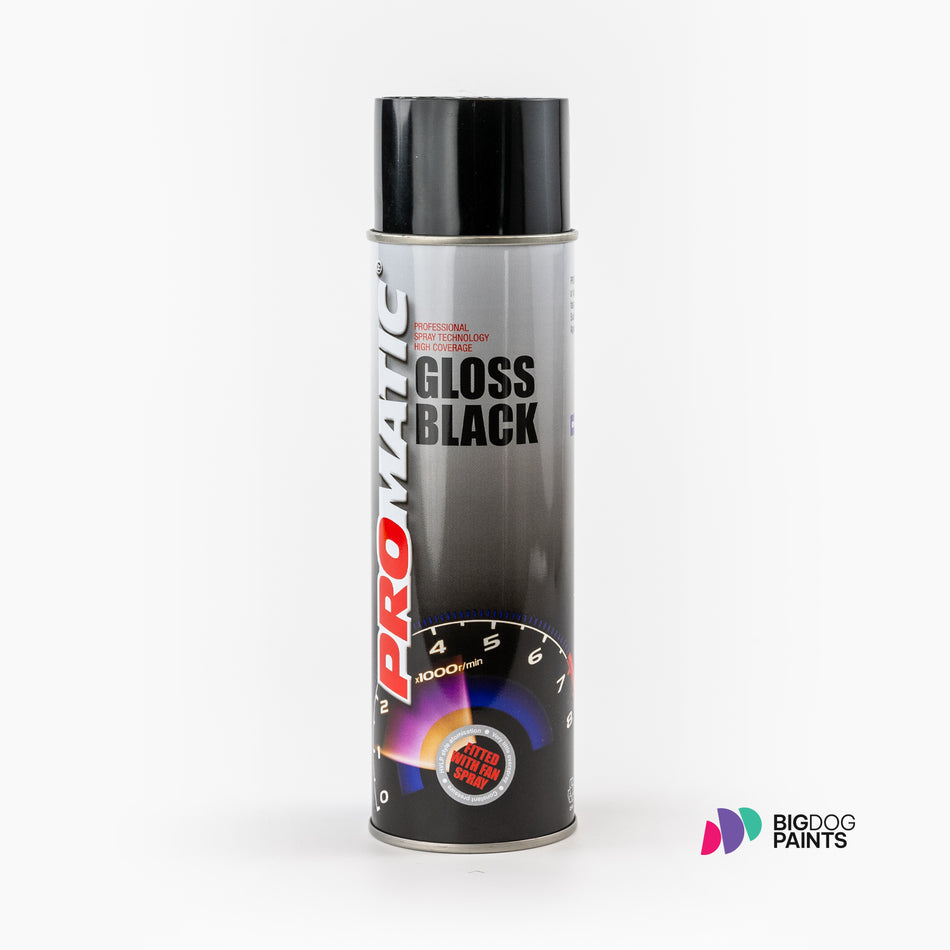 12 x PROMATIC - GLOSS BLACK AEROSOL (500ML)