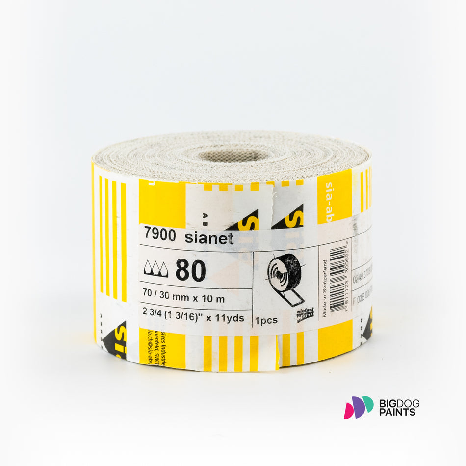 70mm x 10M ROLL SIA 7900 HIGH QUALITY SIANET SANDPAPER Abranet Hook Loop