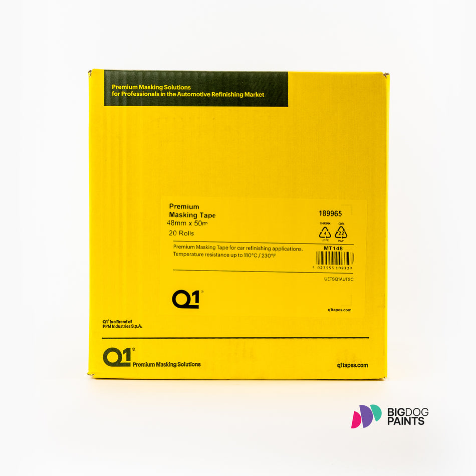 Q1 48mm (2") x 50m Premium Masking Tape (Box of 20 rolls)