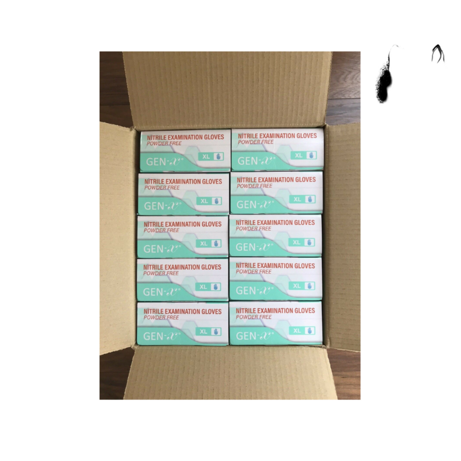 Disposable Nitrile Powder & Latex Free Gloves (10 x Box of 100, Sizes: M, L, XL)