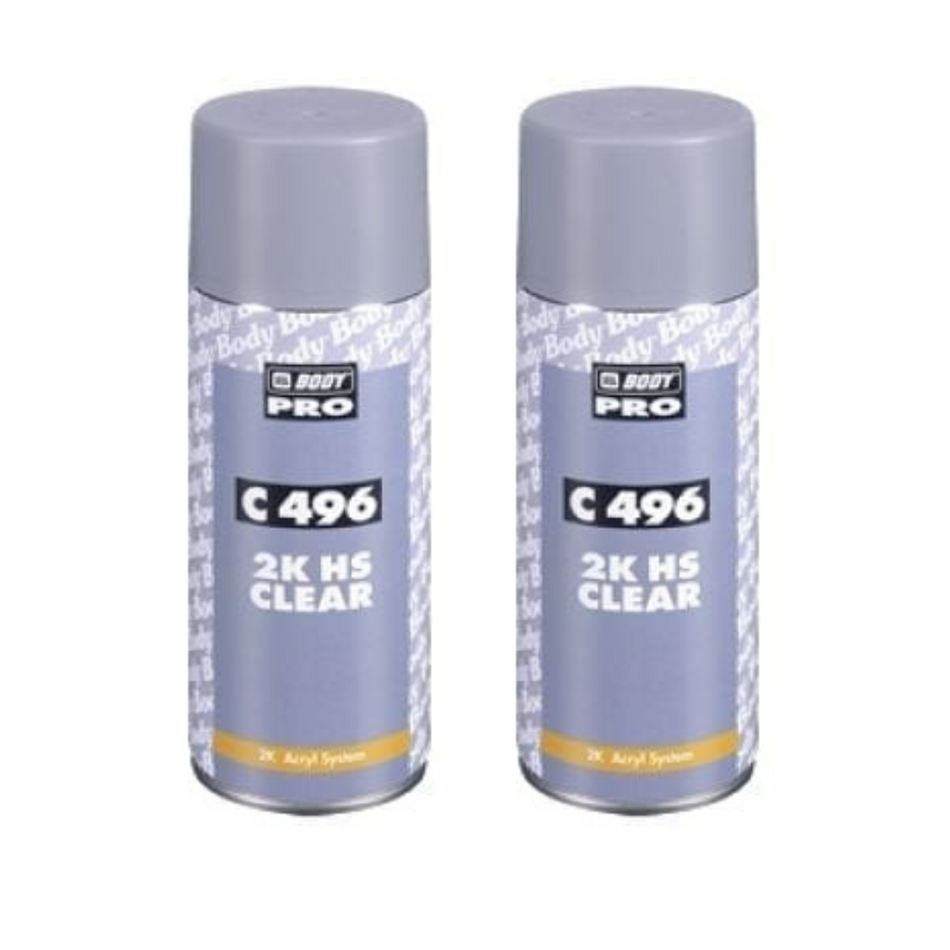 2 x HB Body C496 2K HS Clear Coat Lacquer Aerosol (400ml)